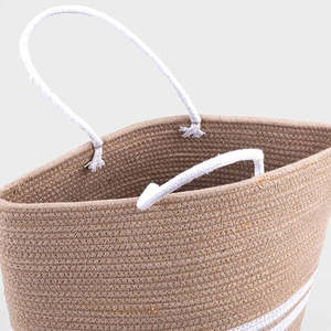 Jute Grey Oval Tote <b>Storage</b> <b>Basket</b> with Handles Stylish and Durable - Product Image 4