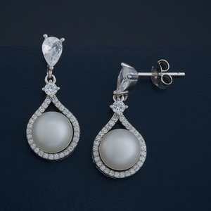 92.5 Sterling <b>Silver</b> <b>Drop</b> <b>Earrings</b> with Water <b>Drop</b> Shape and Tassel Design for Wedding and Party Occasions - Product Image 4
