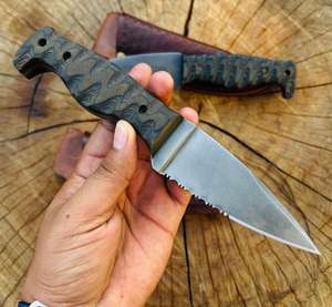 Cuchillo de Caza Hecho a Mano, Cuchillo de Hoja Fija para Supervivencia, Cuchillo de Camping de Acero con Alto Contenido de Carbono con Funda de Cuero, Grado Personalizado OEM - Product Image 4