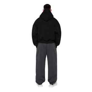 Sweat à capuche de couleur unie pour hommes 100% coton court longueur sérigraphie numérique et soie saison d'hiver basique - Product Image 3