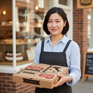 Caja de Pizza Kraft Marrón Ecológica, Biodegradable y Reciclable, Apta para Microondas, Envase de Alimentos para Pizza Caliente para Llevar y Entrega a Domicilio - Product Image 4