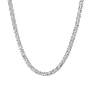 S925 sterling silver braided foxtail chain necklace extended sweater chain versatile square hemp rope clavicle chain