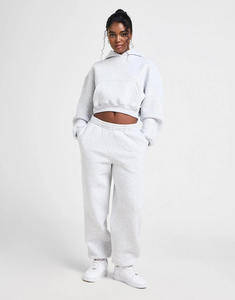 Ropa deportiva gris de alta calidad para mujer, Jersey holgado, Sudadera con capucha recortada, Material transpirable antiarrugas, parte delantera para ropa de calle de gimnasio - Product Image 2