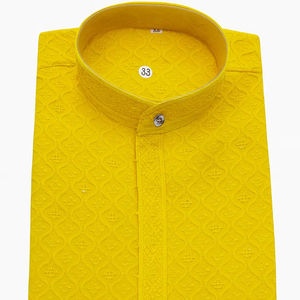 Ropa étnica tradicional Kurta de diseñador amarillo vibrante para hombres para bodas y festivales, perfecta para bodas, ceremonia Haldi en 2025 - Product Image 1