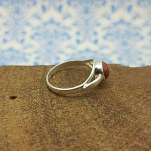 Premium 925 Sterling Silver Women's Diamond Stone Ring with Natural <b>Sandstone</b> Cabochon for Wedding or Gifts - Product Image 3