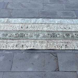 พรมวินเทจสไตล์ตุรกี, พรมปูพื้นขนาด 2.7x9.3 ฟุต, พรมขอบสีเทา - Product Image 3