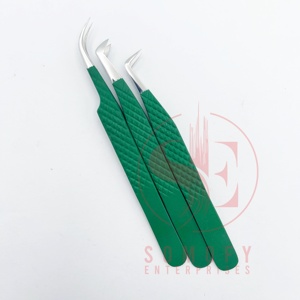 Pinzas para Pestañas Somofy Enterprises Diamond Grip, Acero Inoxidable, Alta Capacidad, Punta Profesional, Acabado Mate Verde - Product Image 2
