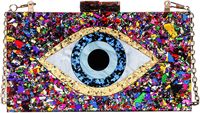 Tas Clutch Pernikahan India Premium 4 Inci dengan Lapisan Beludru Bergaya Buatan Tangan, Bordir Mata Jahat Unik, Mutiara, Mewah, dan Modis