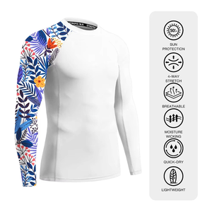 Custom Spandex UV protección solar Rash Guard para hombres UPF 50 + manga larga Jiu Jitsu Rashguard BJJ MMA camisa de compresión - Product Image 2