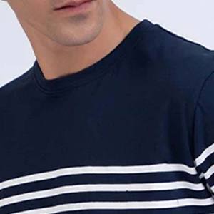 เสื้อยืดผู้ชายลายทางแขนสั้นระบายอากาศได้ดีปรับแต่งโลโก้ได้ตามต้องการ - Product Image 4