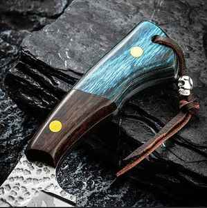 Hermoso cuchillo Bushcraft de acero de Damasco de 8 pulgadas, mango de madera de Color Vengai, forjado a mano, hecho a mano para Camping, caza, alto OEM - Product Image 4