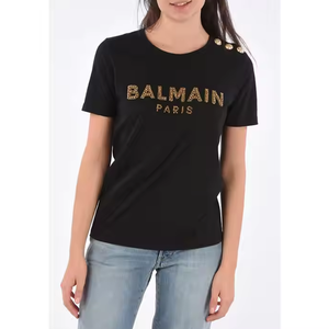 T-shirts strass personnalisés femmes Fitness mode t-shirts en coton pour filles respirant fabriqué au Pakistan vente en gros - Product Image 1