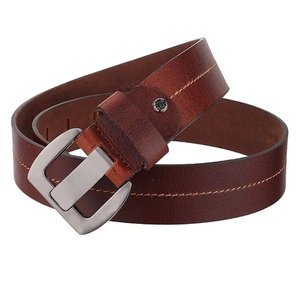 Ceinture en cuir de peau de vache véritable vintage de luxe pour hommes et femmes Taille unique Style décontracté réglable avec alliage pour boucle - Product Image 4