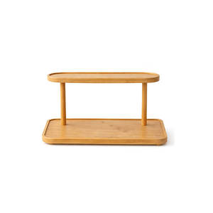 Étagère de rangement moderne à 2 niveaux en bambou, douce, écologique, multifonctionnelle, en bois, pour la cuisine et la salle de bain, pour le rangement à domicile - Product Image 2