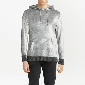 Men's Velvet <b>Hoodies</b> Gray Color <b>Velour</b> <b>Hoodies</b> Warm Pullovers Hip Hop Sweatshirts With Custom Design And Size - Product Image 1