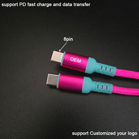 Cables USB Tipo C a 8 Pines con Malla de Nailon Resistente y Trenzado, Grosor de la Funda de Hilo, IOS C94