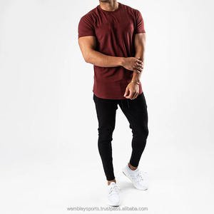 T-shirt de Sport à manches courtes pour hommes, de haute qualité, taille Plus, Gym, Fitness, col rond, en coton, vente en gros - Product Image 4