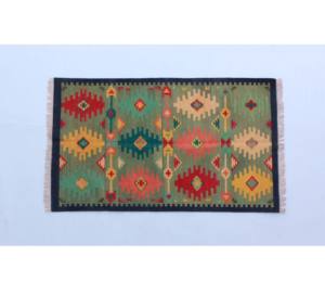 Alfombra de área de algodón hecha a mano de fabricante indio 3x5 pies Alfombra geométrica lavable Exportación - Product Image 1