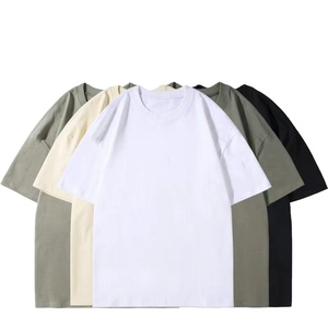 Ropa de calle de algodón 240 GSM de peso pesado para hombre, camisetas en blanco de calidad con estampado Formal de cuello redondo bordadas personalizadas a través de camiseta para hombre - Product Image 2