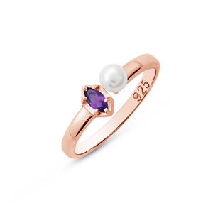 Anillo multichapado de Plata de Ley 925 vintage, 2,8 gramos con perlas de amatista de corte elegante, piedras preciosas, joyería fina para bodas - Product Image 6