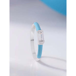 Elegante Anillo de Plata de Ley 925 con Esmalte y Diamantes Americanos de Grado AAA para Mujer, Joyería para Mujeres a la Moda - Product Image 5