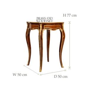 Mesa Auxiliar de Estilo Francés de Lujo con Incrustaciones Florales y Detalles Ornamentales de Latón Dorado para Decoración Clásica del Hogar - Product Image 5