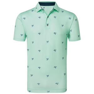 เสื้อกีฬากอล์ฟระบายอากาศได้ดีสำหรับผู้ชายเสื้อโปโลแบบลำลองพิมพ์ลายโลโก้แบรนด์ของตัวเอง - Product Image 1
