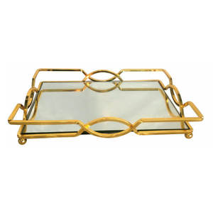 Plateau nickelé pour la décoration intérieure en aluminium métal et miroir décoratif personnalisé logo imprimé antique plateau de service noël - Product Image 2