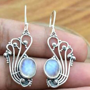 ต่างหูมูนสโตนทรงหยดน้ำ ชุบทองเหลือง ขนาด 6x8 มม. สไตล์วินเทจ ของขวัญวันครบรอบ สำหรับทุกเพศ ราคาสมเหตุสมผล - Product Image 1