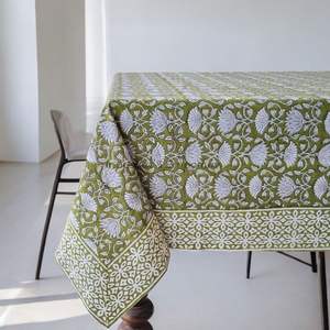 Mantel de algodón hecho a mano indio hermoso bloque de mano impreso cubierta de mesa de algodón para mantel de boda para la venta - Product Image 6