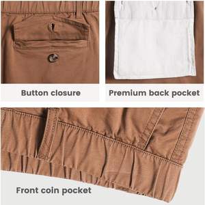 Pantalones cortos informales de algodón de corte clásico para hombre, cintura elástica con múltiples bolsillos, uso diario, traje de verano para caminar - Product Image 4