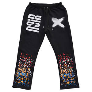 Pantalon de survêtement pour homme Streetwear en coton léger, avec impression DTG, effet délavé à l'acide, cordon de serrage - Product Image 1