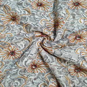 Tela de Encaje de Poliéster Bordada a Mano con Cuentas de Cristal de Alta Calidad, 5 Yardas, para Bodas Africanas, Colecciones Shubham India - Product Image 2