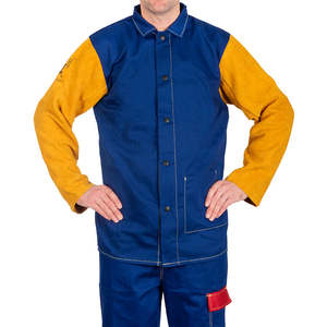 Veste de soudage en cuir, vêtements de travail ignifuges, veste de soudage en cuir fabriquée avec du cuir de vachette résistant - Product Image 1