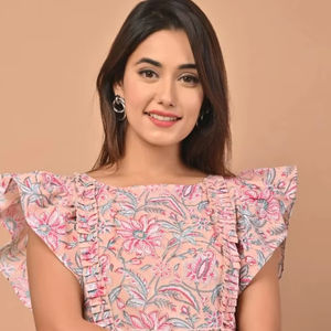 Vestido largo Floral con estampado de algodón hecho a mano indio, ropa de fiesta de mujer elegante con cintura Natural, regalo de novia personalizado, venta - Product Image 1