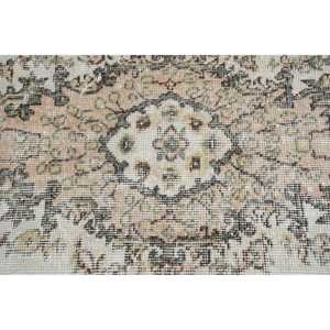 4x6.2 ft Area Vintage Rug, Turkish Rug, <b>Brown</b> White Striped <b>Wool</b> Rug - Product Image 5