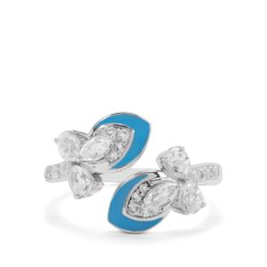 Bague en argent sterling plaqué rhodium avec topaze blanche 1,35 ct taille marquise, bijoux fins - Product Image 2