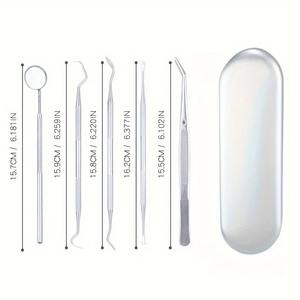 ชุดทำความสะอาดฟันสัตว์เลี้ยงสำหรับผู้ใหญ่ 5 ชิ้น คุณภาพสูง ผลิตจากสแตนเลส พกพาสะดวก ได้รับการรับรองมาตรฐาน CE ด้ามจับออกแบบตามหลักสรีรศาสตร์ ปรับได้ 3 ระดับ กันน้ำ - Product Image 5