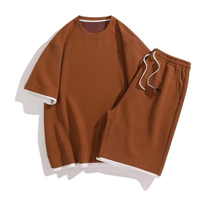 Venta al por mayor de verano para hombre conjunto de pantalones cortos de algodón polar sudor conjuntos cortos 2025 pantalones cortos personalizados y camiseta conjunto para hombres - Product Image 3