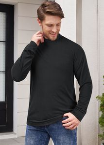 Nouveau doux col montant sweat doublure polaire à manches longues demi col roulé pull chemises pour hommes automne hiver - Product Image 4