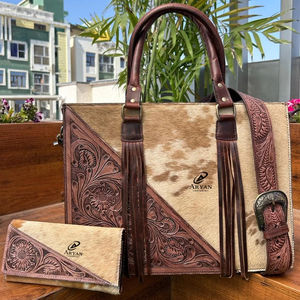 Nouveau sac fourre-tout à pampilles en cuir de vachette véritable outillé à la main - Product Image 1