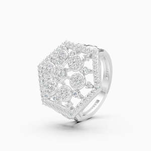 Bague de mariage hexagonale Regal avec diamant de laboratoire de 0,85 ct |   En or jaune, blanc et rose 9 carats - Product Image 1