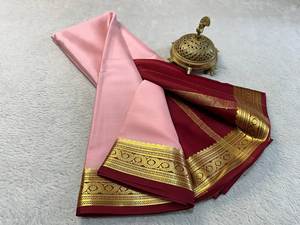 Diseñador Pure Crepe Mysore Silk Sarees-Party Wear Wrinkle Free Reversible - Product Image 4
