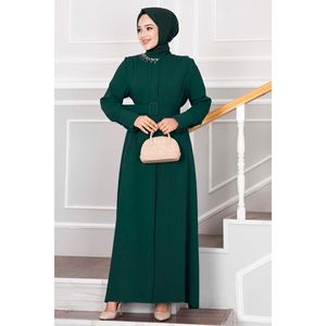Vestido Hijab Plisado con Cuello Apedreado Cactus Verde - Product Image 6