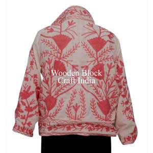 Chaqueta Informal Regular de Invierno y Otoño, Bordada a Mano con Flores, Forro de Algodón Suzani, Terciopelo Suave y Transpirable - Product Image 5