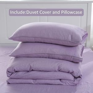 Queen Size 100% Organic Cotton Duvet Cover <b>Set</b> Stone Washed French Flax Quilt Bedding 3 Piece <b>Comforter</b> for Home Hotel Weddings - Product Image 5