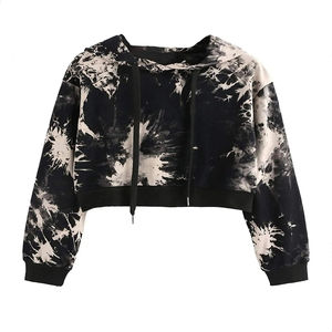 เสื้อฮู้ดครอปตัวใหญ่สำหรับผู้หญิงขายส่ง – ผ้าฝ้ายฟลีซ 100% ระบายอากาศได้ดี ป้องกันการเป็นขุย สวมใส่สบาย - Product Image 1