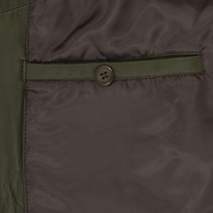 Alta calidad al aire libre de manga larga invierno otoño Biker ejército verde chaqueta de cuero genuino para las mujeres - Product Image 4