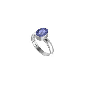 Anillo de Compromiso de Plata de Ley 925 con Acabado de Alta Calidad, Engaste de Bisel, Tanzanita Tallada en Forma de Pera Ovalada, Clásico para Bodas y Fiestas, Moderno - Product Image 3