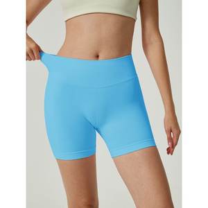 Womens Workout Impact Shorts Scrunch Butt Lifting Gym Seamless Booty Biker Shorts, Light Blue L - Product Image 4